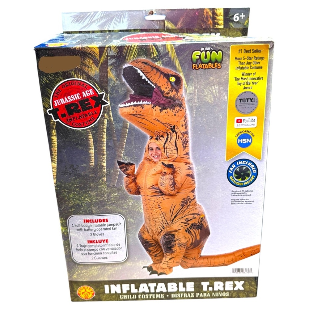 Rubies Original T-Rex Inflatable Costume with Sound for Kids One Size